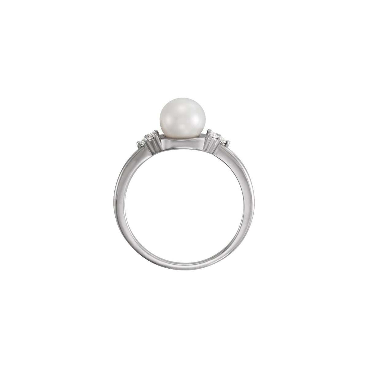 6.5-7 mm Cultured Freshwater White Pearl & .09 CTW Natural Diamond Ring