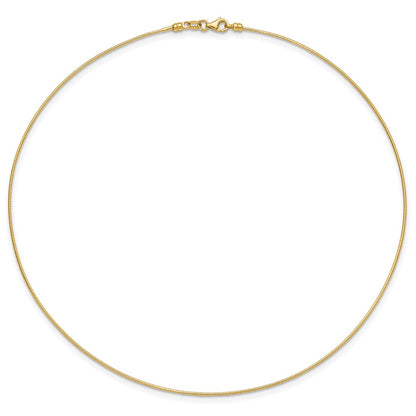 1mm Round Detachable clasp Omega Necklace - Yellow Gold