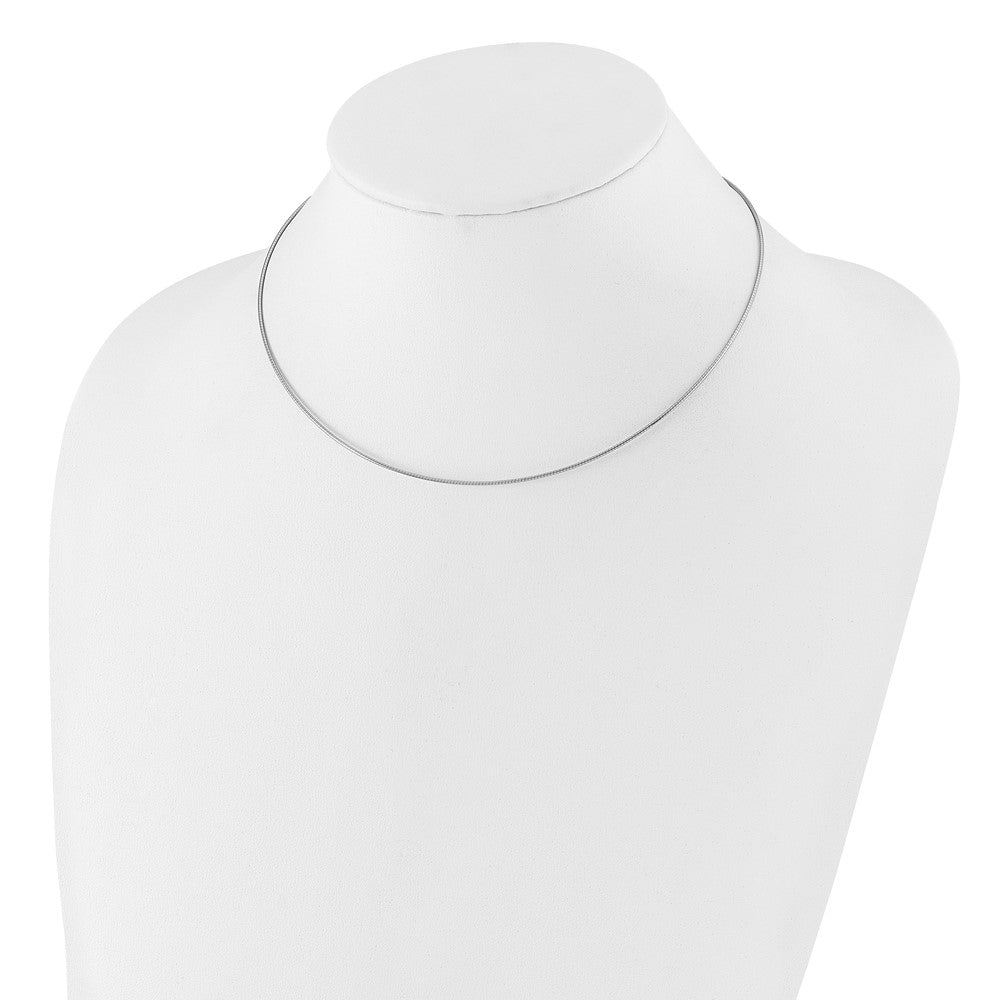 1mm Round Detachable clasp Omega Necklace - White Gold