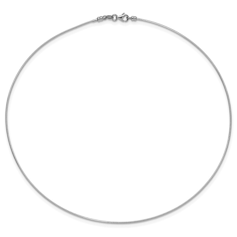 1mm Round Detachable clasp Omega Necklace - White Gold