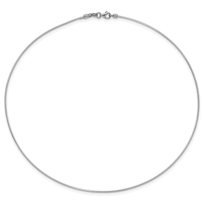 1mm Round Detachable clasp Omega Necklace - White Gold