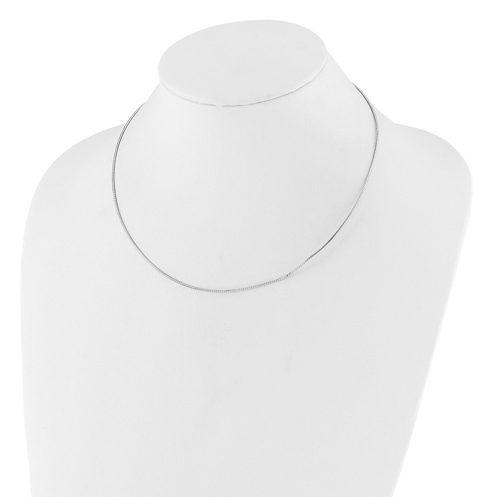 1mm Round Detachable clasp Omega Necklace - White Gold