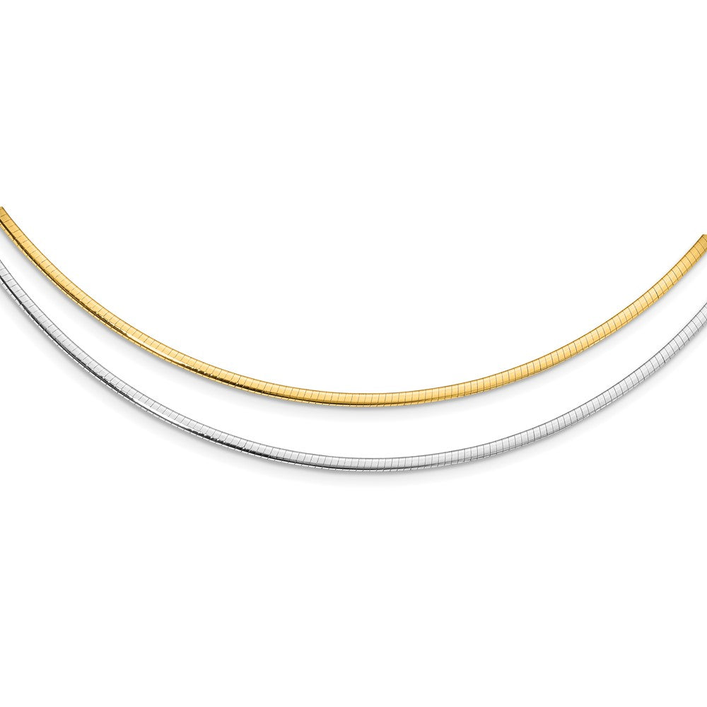 2mm Reversible w/Adj. Chain Omega Necklace 16"
