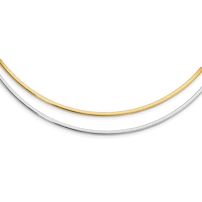 2mm Reversible w/Adj. Chain Omega Necklace 16"