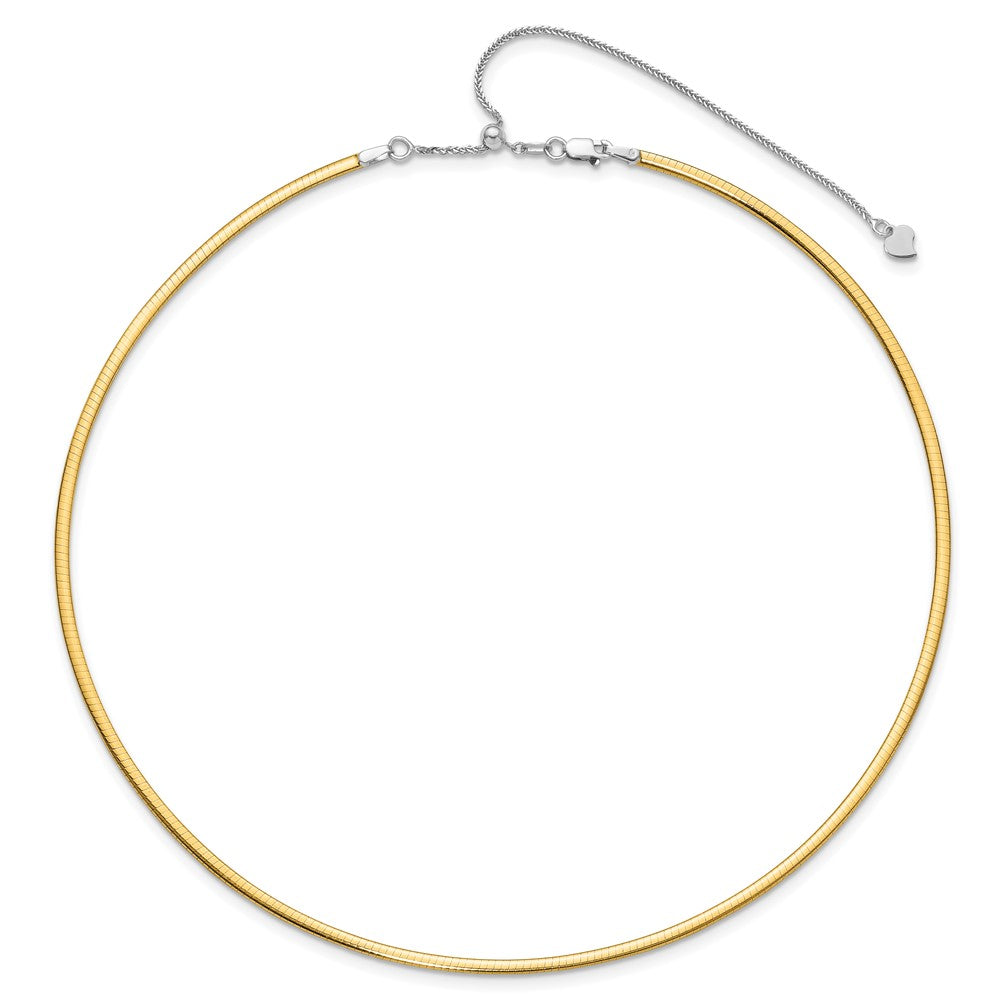 2mm Reversible w/Adj. Chain Omega Necklace 16"