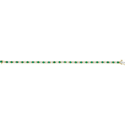 Natural Emerald & 2 1/3 CTW Natural Diamond Line 7" Bracelet