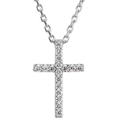 Natural Diamond Petite Cross Necklace or Pendant