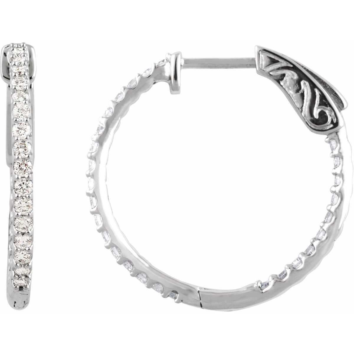 Natural Diamond Inside-Outside Hoop Earrings