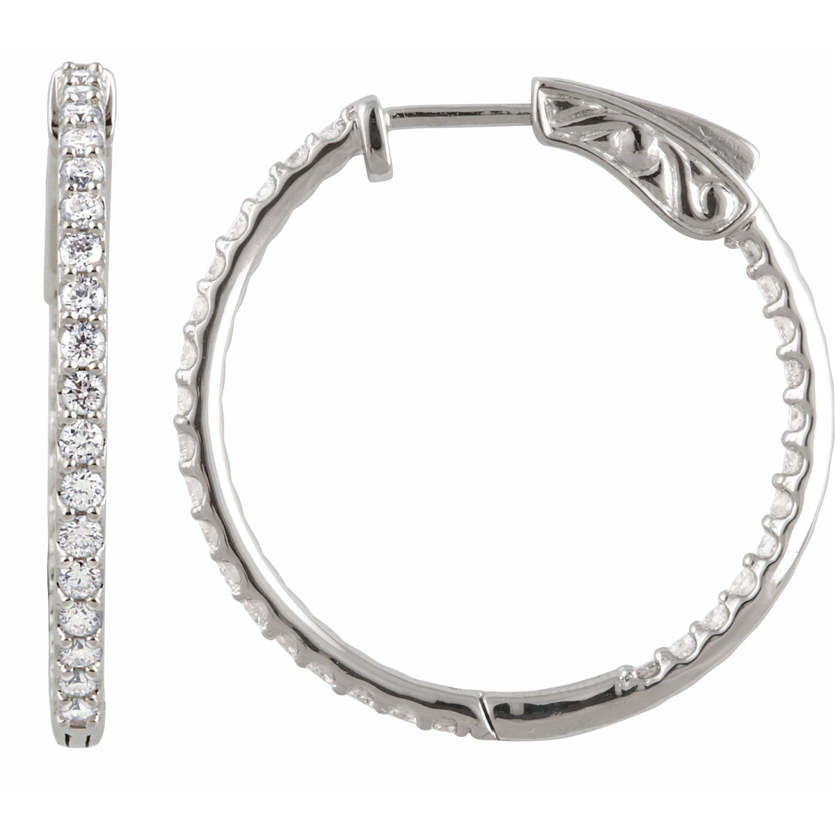 Natural Diamond Inside-Outside Hoop Earrings