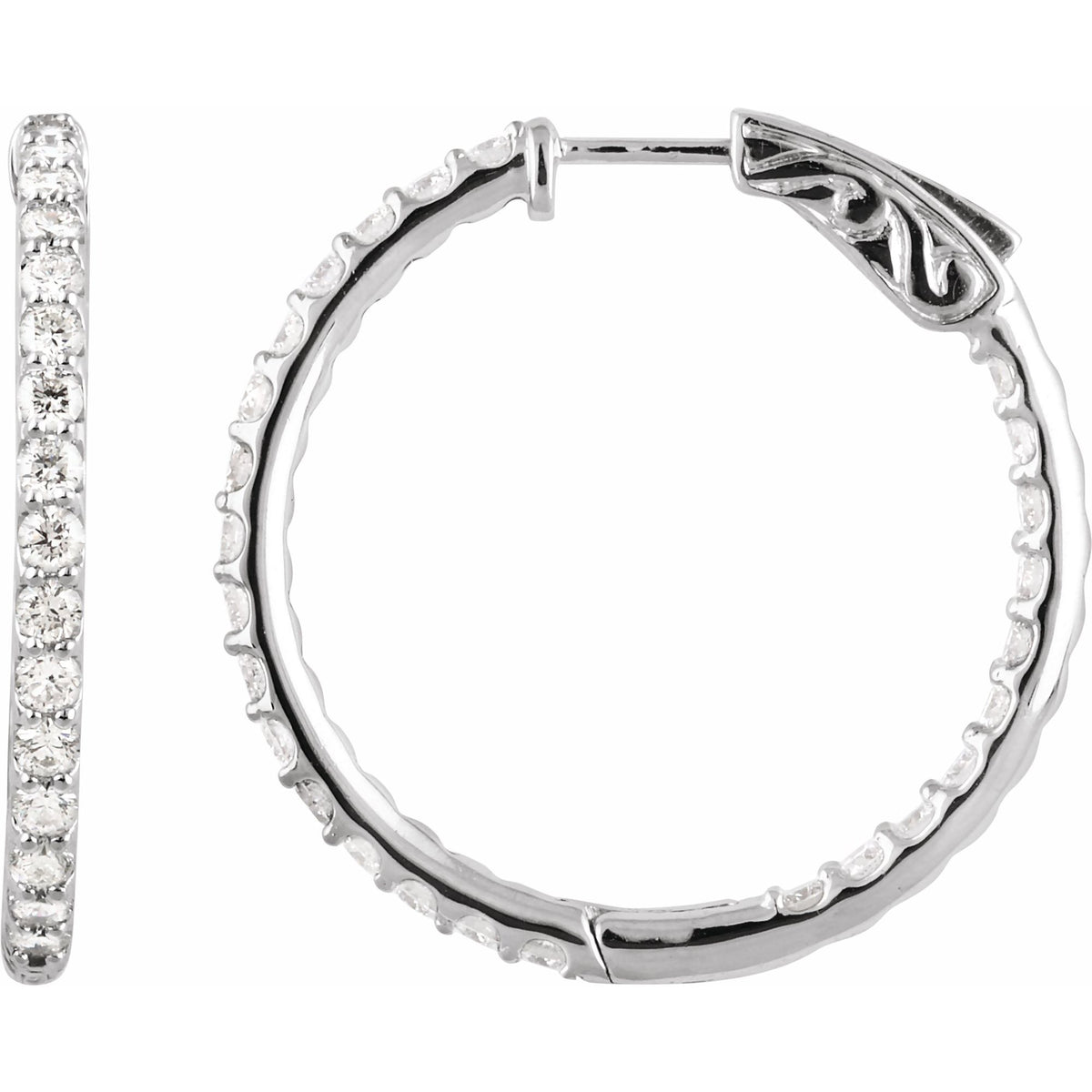 Natural Diamond Inside-Outside Hoop Earrings