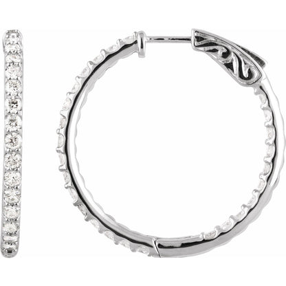 Natural Diamond Inside-Outside Hoop Earrings