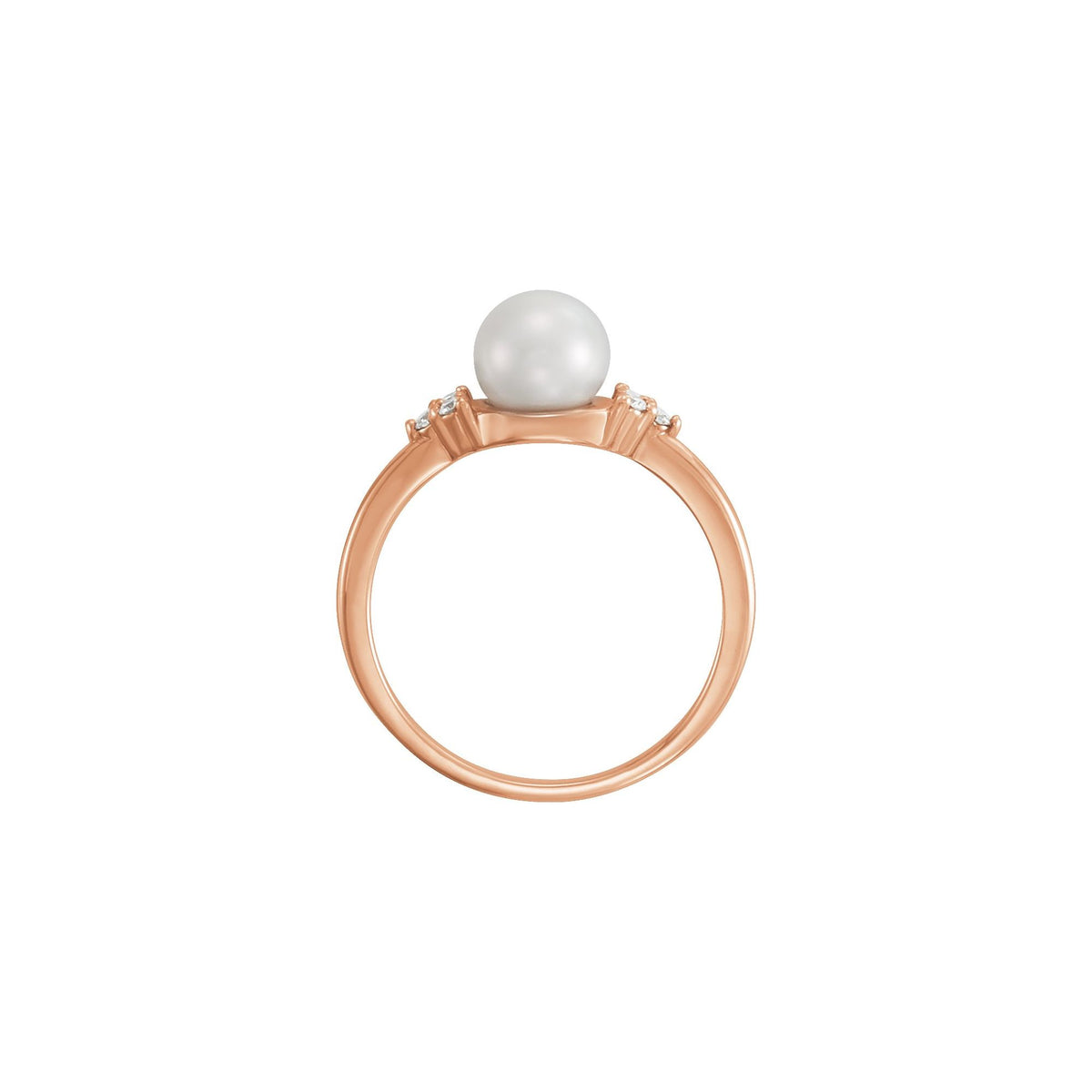 6.5-7 mm Cultured Freshwater White Pearl & .09 CTW Natural Diamond Ring