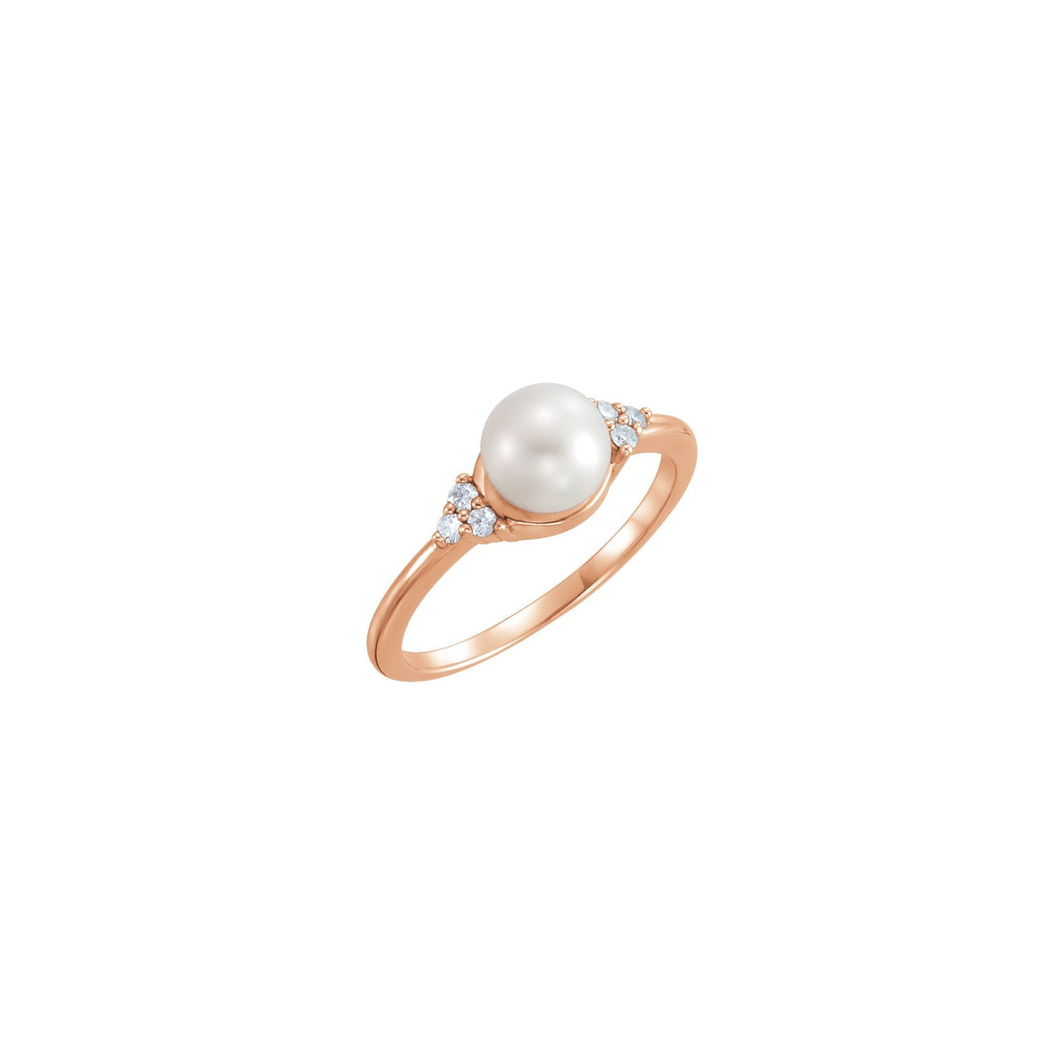 6.5-7 mm Cultured Freshwater White Pearl & .09 CTW Natural Diamond Ring
