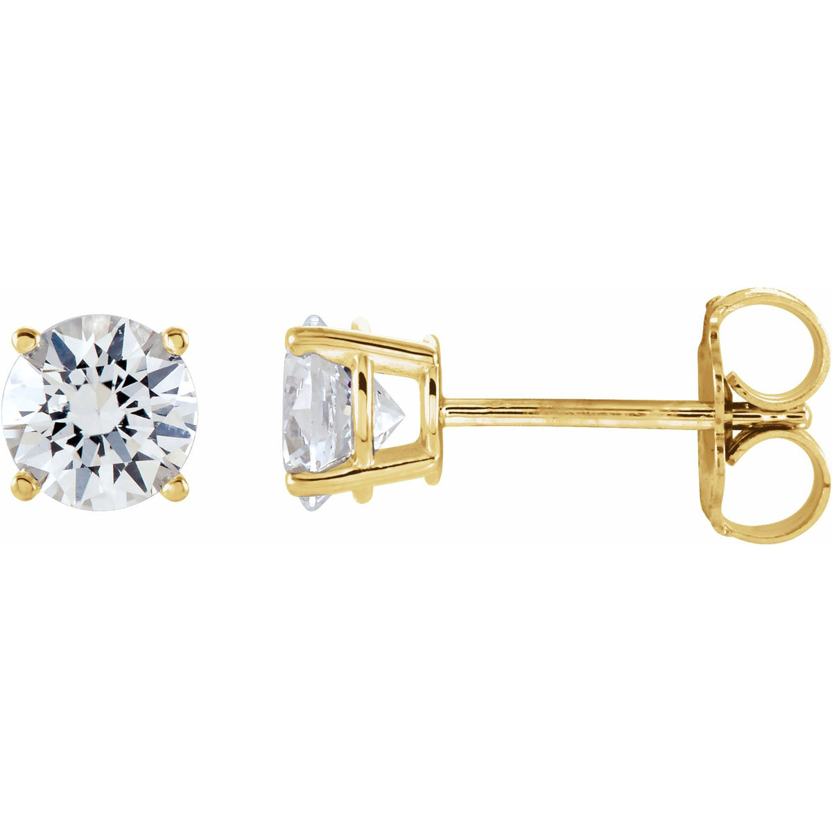 Natural Diamond Round 4-Prong Lightweight Stud Earrings