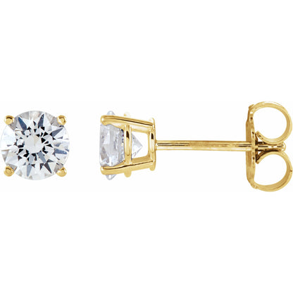 Natural Diamond Round 4-Prong Lightweight Stud Earrings