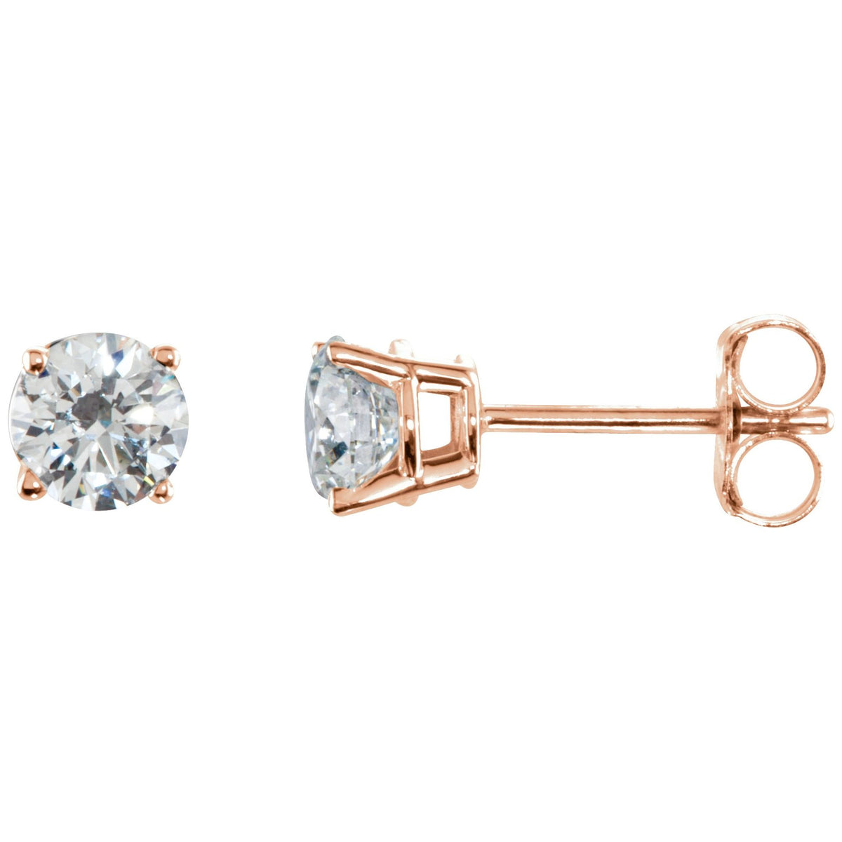Natural Diamond Round 4-Prong Lightweight Stud Earrings