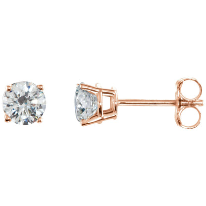 Natural Diamond Round 4-Prong Lightweight Stud Earrings