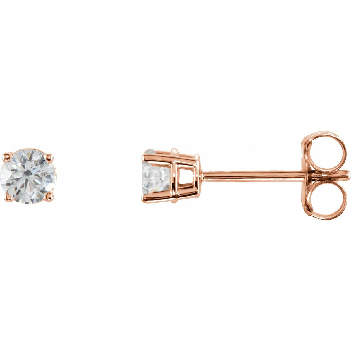Natural Diamond Round 4-Prong Lightweight Stud Earrings