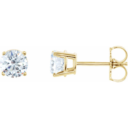 Natural Diamond Round 4-Prong Lightweight Stud Earrings