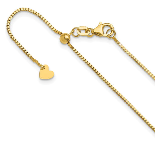 Adjustable .9mm Box Chain - Yellow Gold
