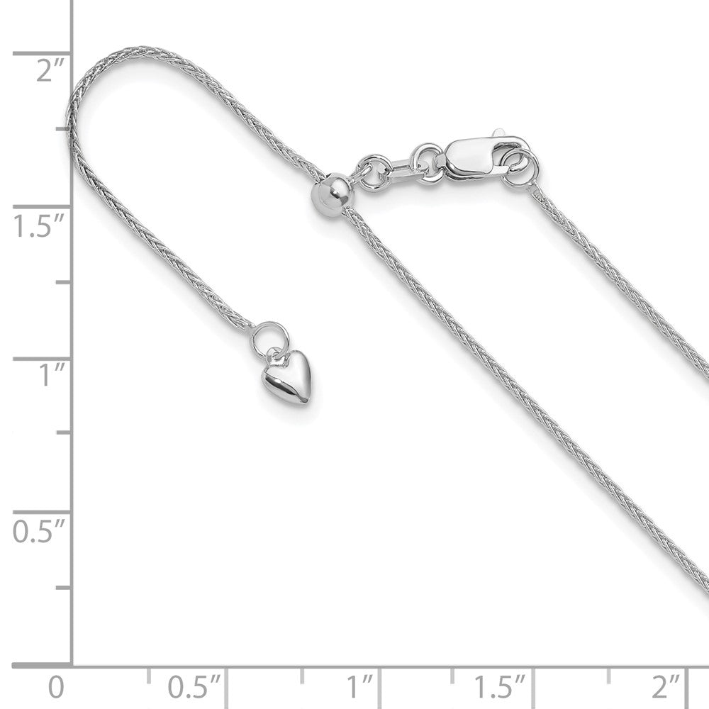 Adjustable 1mm Wheat Chain - White Gold
