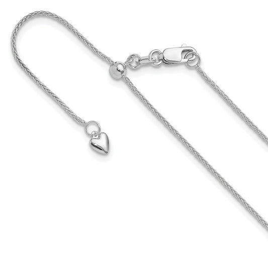 Adjustable 1mm Wheat Chain - White Gold