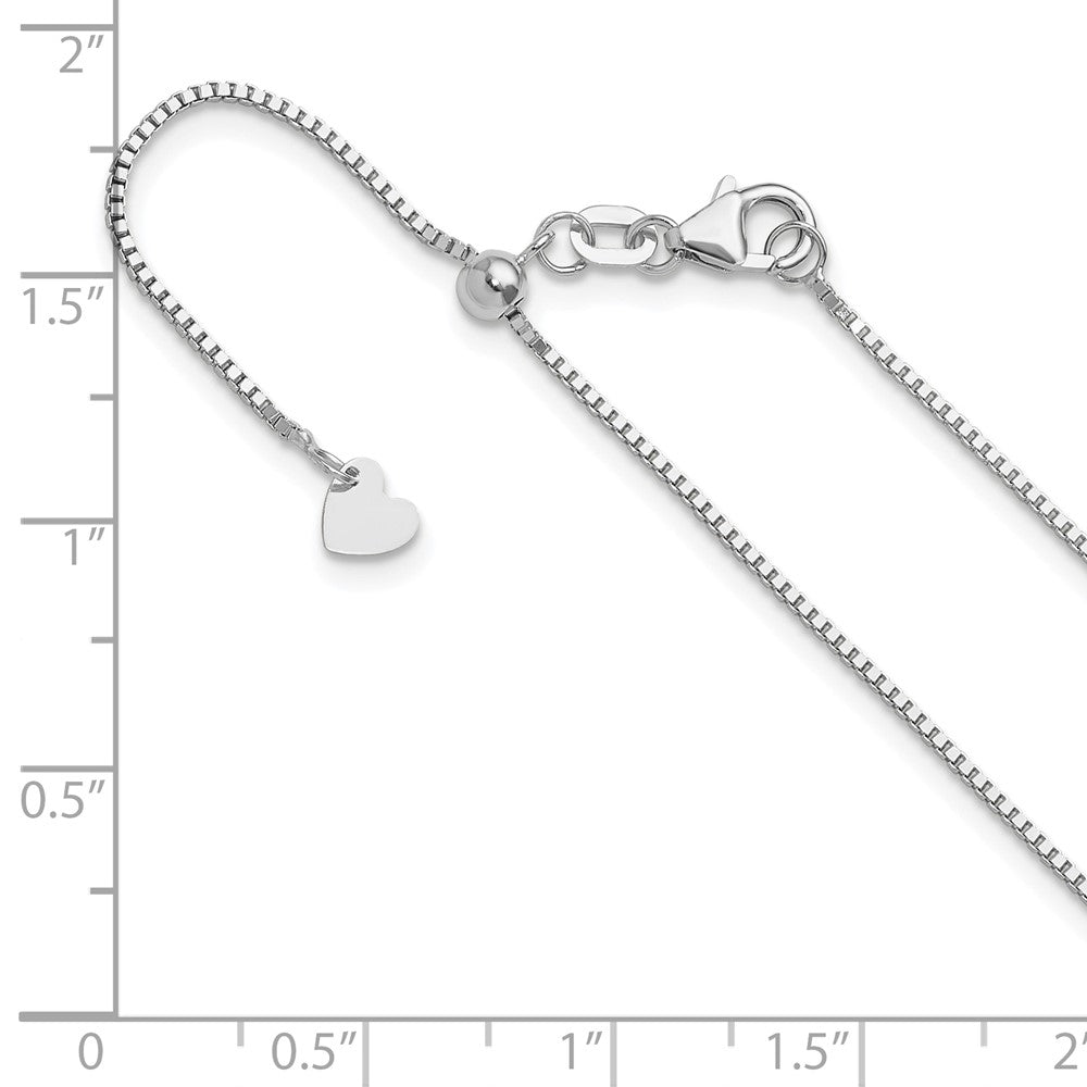 Adjustable .9mm Box Chain 22" - White Gold