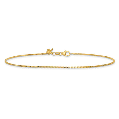 Polished Adjustable Box Chain Anklet 11"