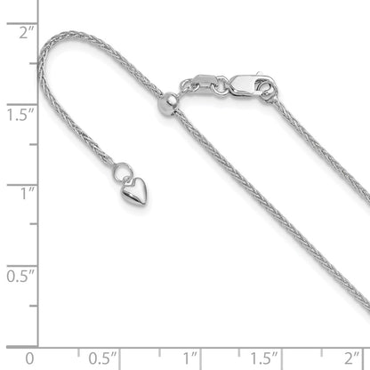 Adjustable 1.4mm Wheat Chain - White Gold