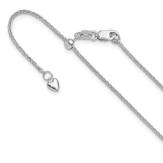 Adjustable 1.4mm Wheat Chain - White Gold