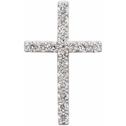 Natural Diamond Petite Cross Necklace or Pendant