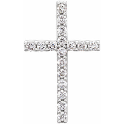 Natural Diamond Petite Cross Necklace or Pendant