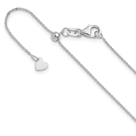 Adjustable 1.2mm Flat Cable Chain - White Gold