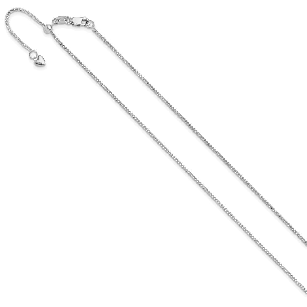Adjustable 1mm Quadra Wheat Chain 22" - White Gold