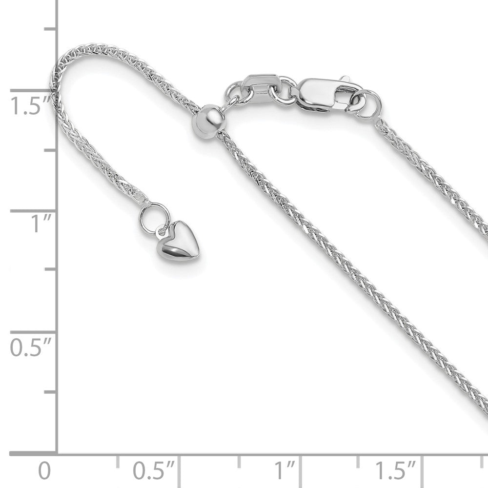 Adjustable 1mm Quadra Wheat Chain 22" - White Gold