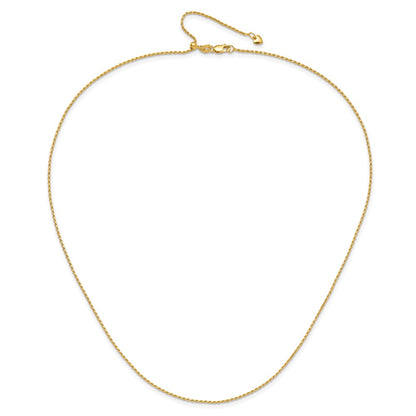 Adjustable 1.2mm D/C Rope Chain 22" - Yellow Gold