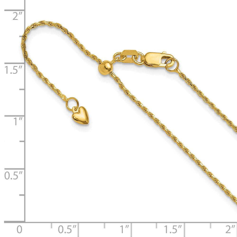 Adjustable 1.2mm D/C Rope Chain 22" - Yellow Gold