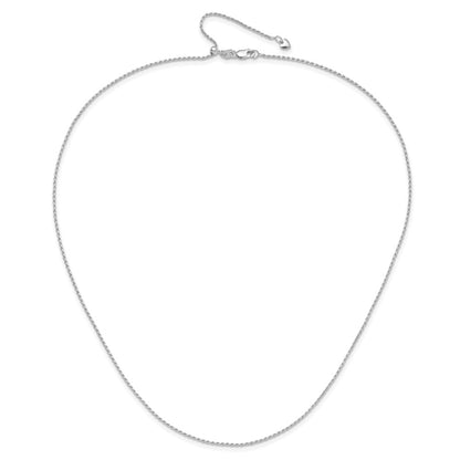 Adjustable 1.2mm D/C Rope Chain 22" - White Gold