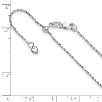 Adjustable 1.2mm D/C Rope Chain 22" - White Gold