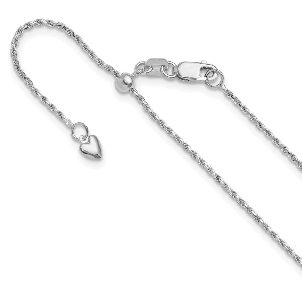 Adjustable 1.2mm D/C Rope Chain 22" - White Gold