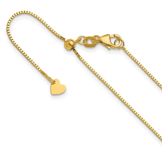 Adjustable .8mm Box Chain - Yellow Gold