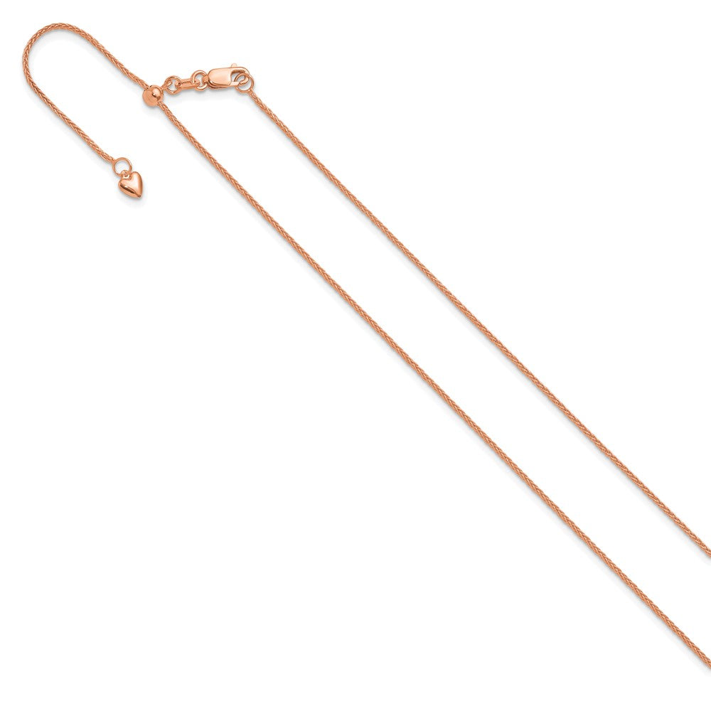 Adjustable 1mm Wheat Chain 22" - Rose Gold