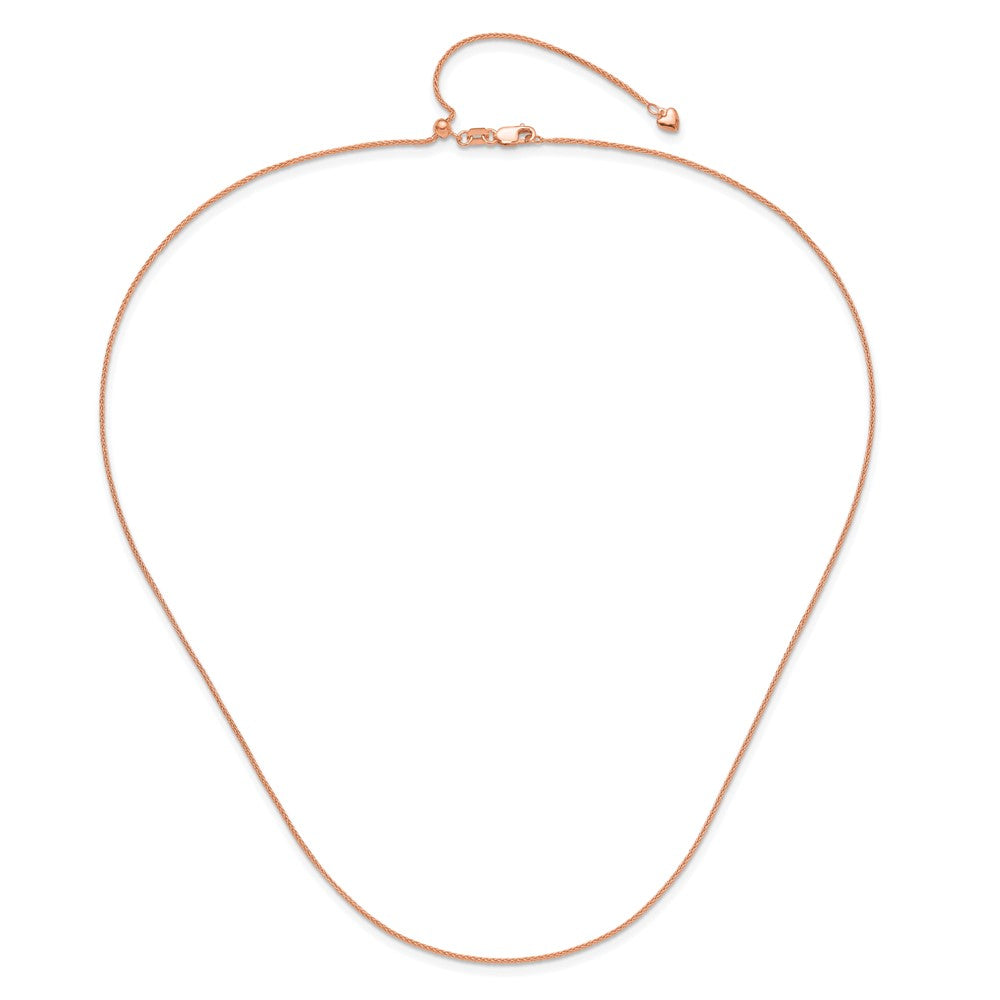 Adjustable 1mm Wheat Chain 22" - Rose Gold