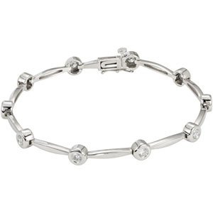 1 CTW Natural Diamond Line 7 1/4" Bracelet - White Gold