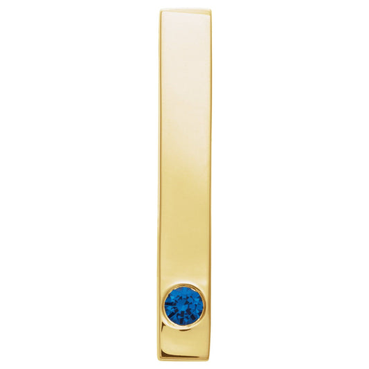 Natural Blue Sapphire Family Engravable Bar Pendant