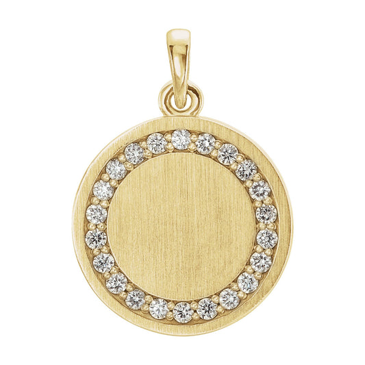 Natural Diamond Engravable Halo-Style Necklace or Pendant