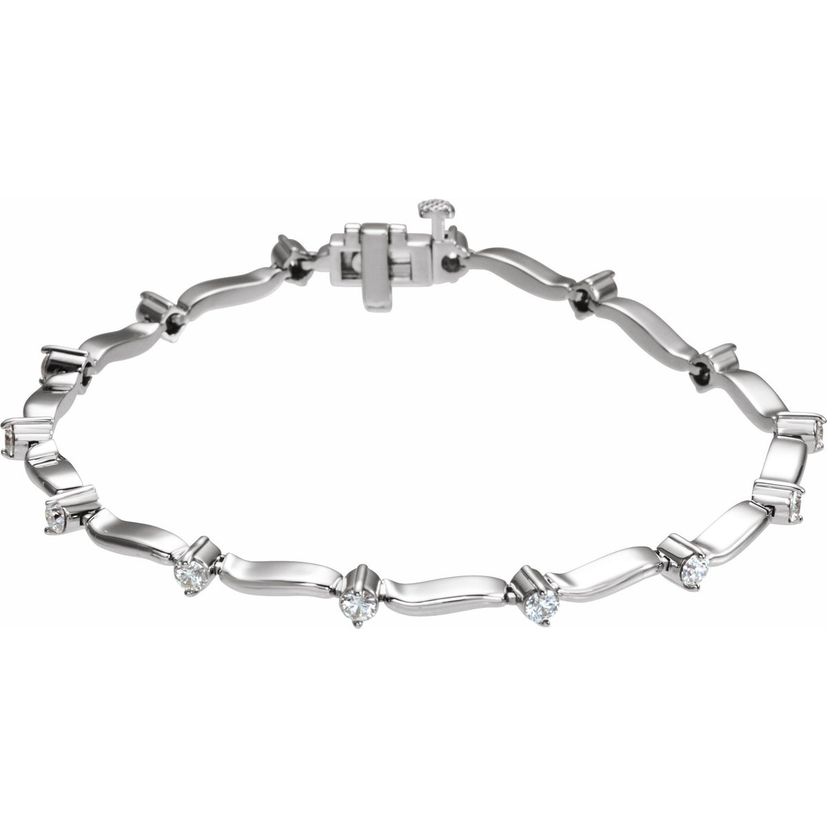 1 CTW Natural Diamond Line 7" Bracelet - 2.7mm Width
