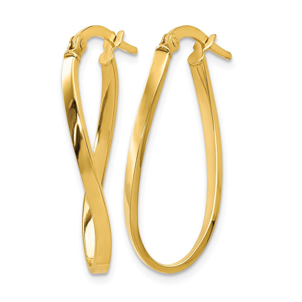 Polished Oval Hoop Earrings - 2mm, Yellow Gold