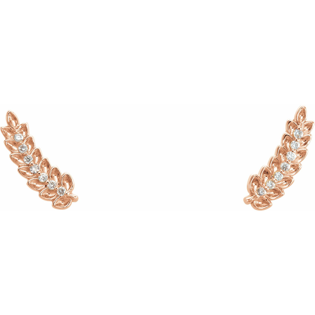 Natural Diamond Leaf Ear Climbers