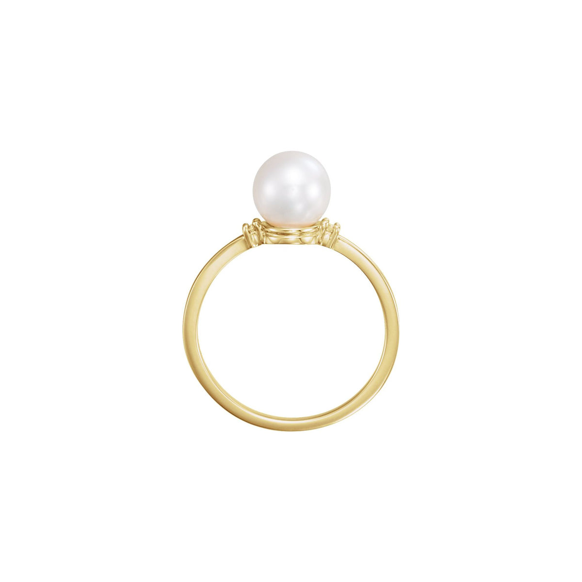 Cultured White Freshwater Pearl & .02 CTW Natural Diamond Ring